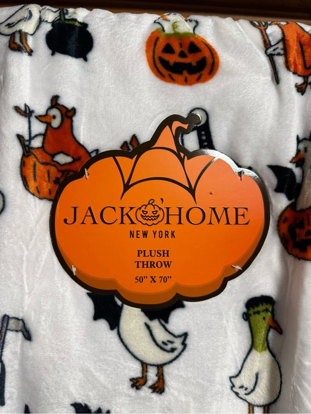 Jack Home Halloween Goose Plush Throw Blanket 50x70 Spooky Fall Ghost Pumpkin